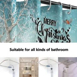 Dowhufund 4 Piece Christmas Snowman Shower Curtain Sets With Non-Slip Rugs,Toilet Lid Cover And U Shape Mat,Bathroom Sets With Shower Curtains And Rugs And Accessories,with 12 Hooks,65" W X 70" H -Xmas Lighting Shop 71chhgrCGJL. AC SL1500