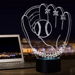 FULLOSUN Baseball Gifts For Kids, 3D Glove Night Lights Illusion Bedside Lamp 16 Colors Changing With Remote Control For Boy Valentine's Day Christmas Thanksgiving Xmas