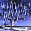 Kordain Christmas Lights Outdoor, Meteor Shower Lights Falling Star Lights 12 Inch 8 Tubes 144 LED Icicle Snow Lights Raindrop Lights For Xmas Tree Halloween Holiday Party Decoration, UL Plug, White