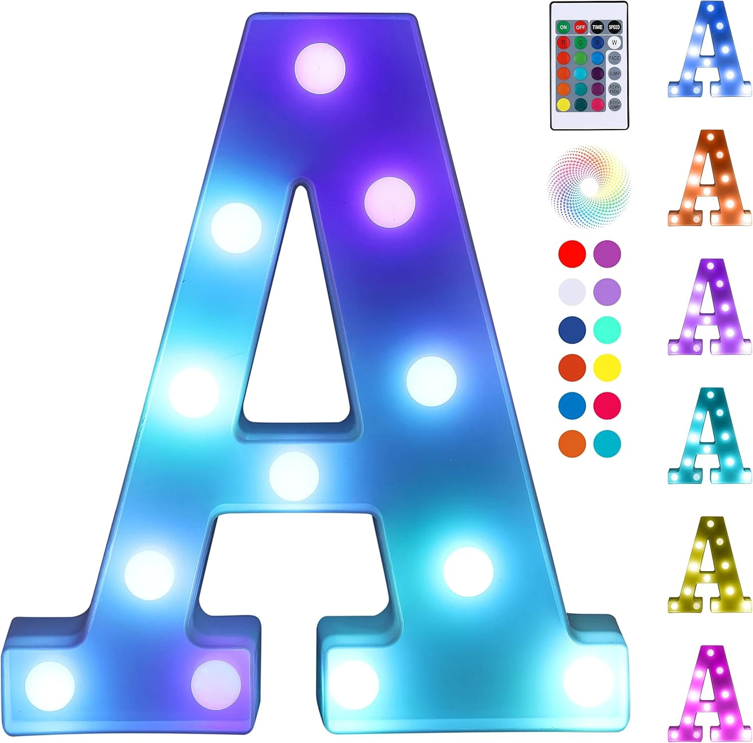 Foaky Colorful LED Letter Lights With Remote, Light Up Letters Sign For Night Light Wedding/Birthday Party Battery Powered Christmas Lamp Home Bar Decoration(A) 1 Foaky Colorful LED Letter Lights With Remote, Light Up Letters Sign For Night Light Wedding/Birthday Party Battery Powered Christmas Lamp Home Bar Decoration(A)