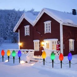Christmas Lights Jumbo C9 Outdoor Lawn Decorations With Pathway Marker Stakes, 2 Pack 7 Feet String Lights With Multi Color Giant Lighted Bulbs For Holiday Outside Yard Garden Decor, 8 Lights -Xmas Lighting Shop 71dinzEuY2L. AC SL1500