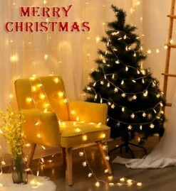 BIMOUR Christmas Lights, Snowflake String Lights 19.6 Ft 40 LED Fairy Lights Battery Operated Waterproof For Xmas Garden Patio Bedroom Party Decor Indoor Outdoor Celebration Lighting, Warm White -Xmas Lighting Shop 71e2wrY9KvL. AC SL1090