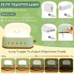 Amylove Toaster Lamp Cute Toast Night Lamp Mini Lamp Night Light Lamp Rechargeable Table Night Lamp For Kids Room Table Desk Bedroom Decorations Christmas Festival Gift -Xmas Lighting Shop 71eFzKFWYkL. AC SL1500