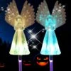 NMM Solar Angel Lights, 2 Pack Outdoor Solar Garden Lights, Multi-Color Changing Angel Decorative Lights For Yard Lawn Pathway Grave Cemetery Christmas Decoration, Thanksgiving Memorial Gift