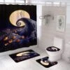 DDQTOUCH 4 PCS Nightmare Before Christmas Bathroom Set With Shower Curtain And Rugs, Halloween Jack Skellington And Sally Shower Curtain Bathroom Decor Set With 12 Hooks (Color-30)