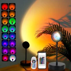 JIMEI Sunset Lamp Projector Led Lights For Bedroom Night Light RGB Lights Sun Sunlight Sunrise Lamp 10w 360° Rotation Mood Lighting Home/Room Decor Christmas Gifts For Women