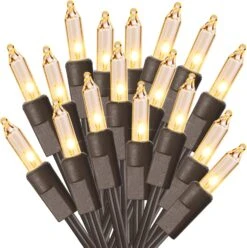 ODEETRONIC Clear Christmas Lights String, 21.63ft 100 Count Incandescent Brown Wire String Lights, UL Certified Outdoor Christmas Lights, Connectable Indoor Tree Lights For Wedding Party, Warm White