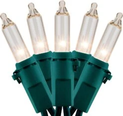 YULETIME Clear Christmas Lights With Green Wire, 66 Feet 200 Count UL Certified String Lights, Pack Of 2 Sets 33 Ft 100 Count Incandescent Mini Light Set (Clear)