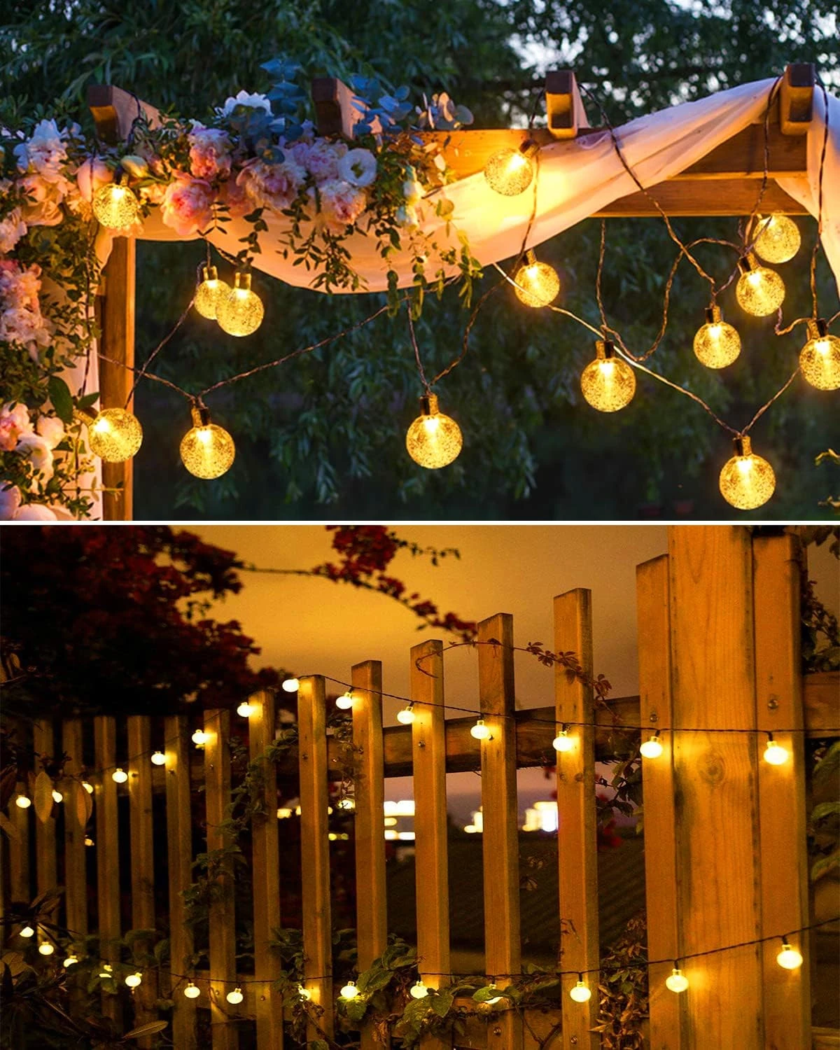 Solar String Lights Outdoor 60 LED 36 Feet 8 Lighting Modes Waterproof Solar Powered Crystal Globe Lights Patio Lights For Garden Yard Porch Wedding Camping Party Christmas Decor(Warm White) 3 Solar String Lights Outdoor 60 LED 36 Feet 8 Lighting Modes Waterproof Solar Powered Crystal Globe Lights Patio Lights For Garden Yard Porch Wedding Camping Party Christmas Decor(Warm White) - Image 3