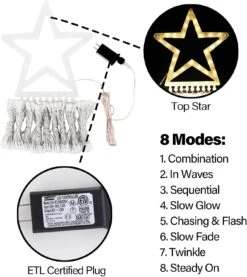 Bunny Chorus Christmas Decorations, 8 Modes 317 LED Outdoor Christmas Star Lights With 12" Topper Star, Waterfall Christmas Tree Lights For Christmas Décor, Holiday Decoration, Warm White -Xmas Lighting Shop 71fZ7BAzGML. AC SL1500