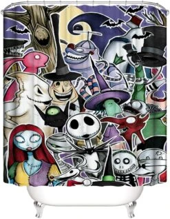 DDS-DUDES 4Pcs Nightmare Before Christmas Zombie Bride Jack Shower Curtain Sets Kids Bathroom Halloween Christmas Decor With 12 Curtain Hooks For Bathroom, Waterproof 71 X 71 Inch (D00050) -Xmas Lighting Shop 71fqDU5bLL. AC SL1200