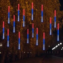 FUNPENY 4th Of July Lights, 288 LED Red White And Blue Meteor Shower Rain Lights, Independence Day Decorations 30cm 8 Tubes Outdoor Christmas Lights Xmas Tree Holiday Decor -Xmas Lighting Shop 71fstrjYLML. AC SL1500