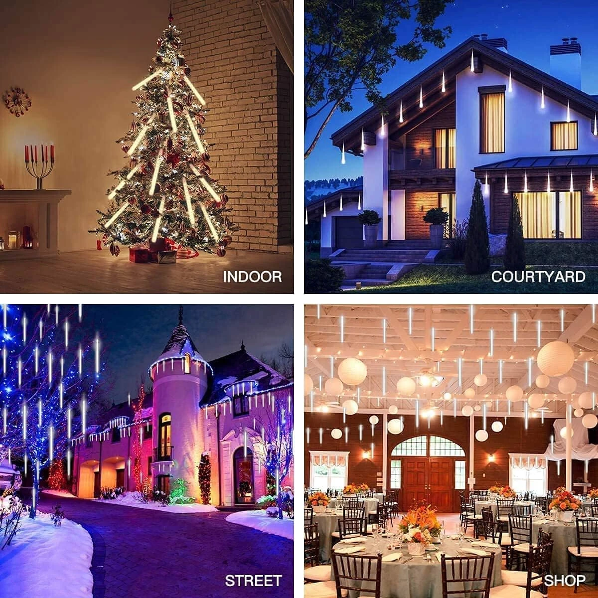 GENERIC Christmas Lights, Meteor Shower Lights, Outdoor Decoration Light, Waterproof Icicle Lights Falling Rain String Lights For Halloween Tree Party Garden Patio Porch Decoration (Multi-Colored) 2 GENERIC Christmas Lights, Meteor Shower Lights, Outdoor Decoration Light, Waterproof Icicle Lights Falling Rain String Lights For Halloween Tree Party Garden Patio Porch Decoration (Multi-Colored) - Image 2