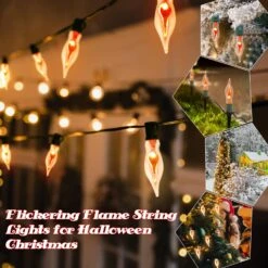 Christmas Decoration-Flickering Flame String Lights Outdoor Indoor, 10Ft C7 Retro Xmas Twinkle Flame Lights String With 10 Flame Light Bulbs(E12 Bulbs, Green) -Xmas Lighting Shop 71gnAQm8GGL. AC SL1500