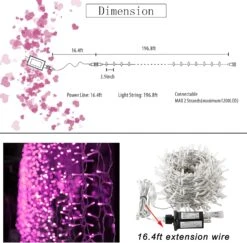 600LED Pink String Lights, 197FT Valentine Fairy Lights Clear Wire 8 Lighting Modes, Extendable Waterproof Romantic Pink Christmas Lights For Wedding Girls Birthday Party Valentine's Day Decorations -Xmas Lighting Shop 71h94kKgjsL. AC SL1500