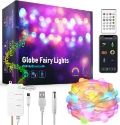 Smart Globe Fairy Lights, 32.8ft Waterproof LED String Lights For Indoor And Outdoor Decor, Voice And App Controlled With Music Sync For Christmas And Party, Compatible With Alexa And Google Home