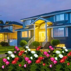 Anordsem Solar Garden Lights Outdoor,2 Pack Solar Flowers Roses Lights Garden Decorative, Waterproof Solar Garden Lights For Garden Lawn Patio Backyard Pathway Christmas Walkway (Pink -Xmas Lighting Shop 71hPXheC6BS. AC SL1000