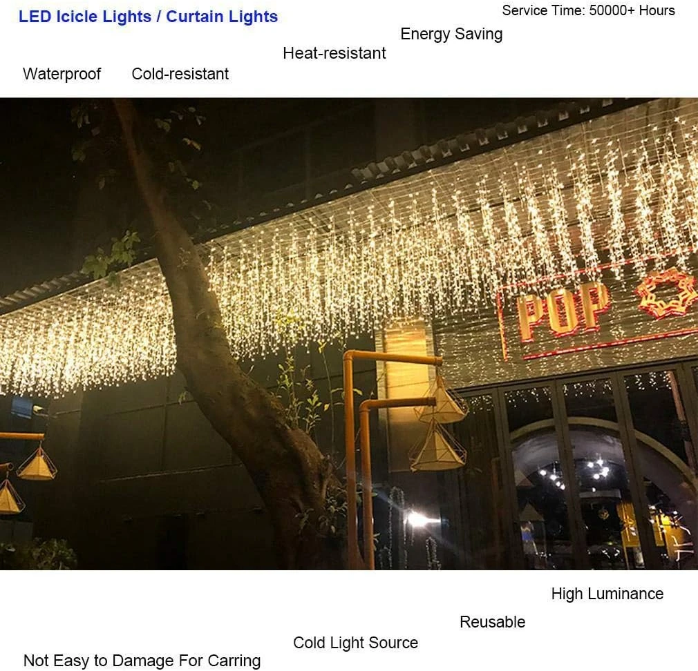 ZIMINGU Icicle Diwali Lights Outdoor, Christmas Hanging Window Curtains Dangling 16.4FT 216LEDs 8 Modes Weeping Willow Ceiling Fairy String L 5 ZIMINGU Icicle Diwali Lights Outdoor, Christmas Hanging Window Curtains Dangling 16.4FT 216LEDs 8 Modes Weeping Willow Ceiling Fairy String L - Image 5