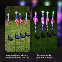 4PCS Christmas American Flag Lights 4th Of July Solar Patriotic Lawn Light, Garden Stake Light LED Landscape Light Pathway Light For Independence Day Memorial Day Decor(Color Changing-Star) -Xmas Lighting Shop 71hTorSJGSL. AC SL1500