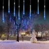 Cobbe Meteor Shower Falling Rain Lights Christmas Lights 8 Tubes 192 LED Icicle Snow Falling Christmas Lights Outdoor Raindrop Lights, Xmas Wedding Party Tree Holiday Decoration Blue