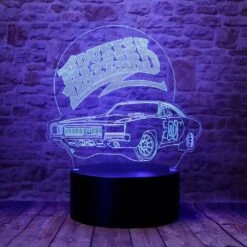 Cute 01 AUTO The Dukes Of Hazzard General Lee Car Anime Character 3D Optical Illusion LED Bedroom Decor Sleep Table Lamp With Remote 7 Colors Visual Night Light Birthday Christmas Gifts For Kids