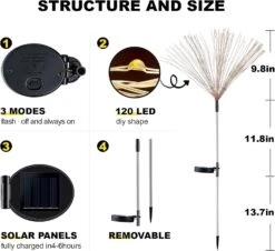 2 PCS Solar Firework Light, Outdoor Solar Garden Decorative Lights 120 LED Powered 40 Copper Wires String DIY Landscape Light For Walkway Pathway Backyard Christmas Decoration Parties (Multi-Color) -Xmas Lighting Shop 71hZ4N7JuAL. AC SL1500