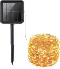 AMIR Upgraded Solar String Lights Outdoor, 39Feet 120 LED Copper Wire Light, 8 Modes Solar Powered Fairy Lights, Waterproof Solar Decoration Lights For Garden Yard Party Wedding Christmas (Warm White)