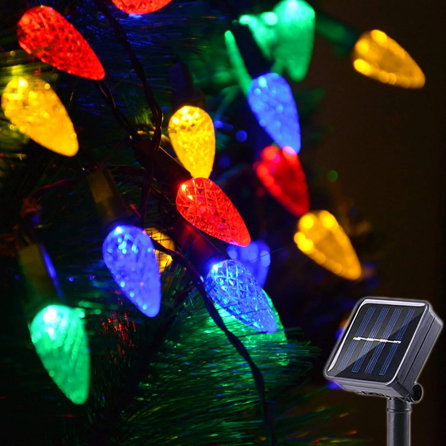Solar Christmas Lights Outdoor C6 Strawberry String Lights, LED Christmas Fairy Lights 50 LEDs Solar Operated Rechargeable Garden Lights For Christmas Tree, Holiday, Arbor Decor(Multicolor, 8 Modes) 1 Solar Christmas Lights Outdoor C6 Strawberry String Lights, LED Christmas Fairy Lights 50 LEDs Solar Operated Rechargeable Garden Lights For Christmas Tree, Holiday, Arbor Decor(Multicolor, 8 Modes)