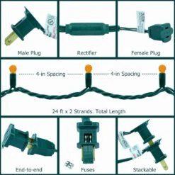 YULETIME Orange One-Piece G12 LED Christmas Lights, Total 48 Feet 140 Count 2 Strands 24ft 70ct Waterproof Raspberry String Light (Orange) -Xmas Lighting Shop 71hpklvYn5L. AC SL1500