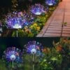 Honche Solar Garden Lights, 2 Pack IP65 Waterproof Solar Outdoor Lights Decorative With 2 Modes Multi-Color Firework Lights For Christmas Pathway Parties Farmhouse Garden Courtyards Porch Decor