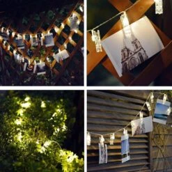 Decute 50LED Photo Clips String Lights Holder Timer Function 8 Modes Dimmable With Remote, 17FT Fairy Starry Lights For Christmas Card Bedroom Wedding Party Hanging Photos Pictures Memos, Warm White -Xmas Lighting Shop 71iHBtY6q L. AC SL1005