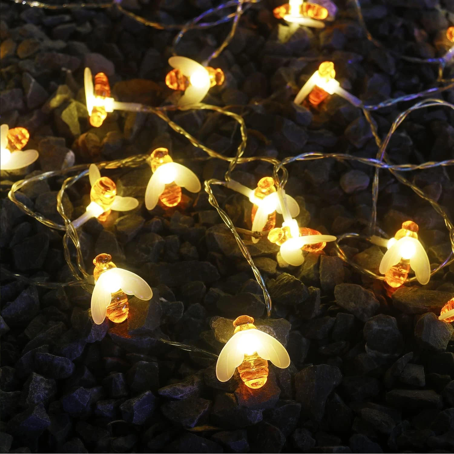 Xingpold Honeybee String Lights Battery Operated, 50 LED 25 Ft 8 Modes Waterproof Fairy Garden Lights With Remote & Timer For Kids Tent Patio Camping Wreath Christmas Indoor Outdoor Decor Warm White 9 Xingpold Honeybee String Lights Battery Operated, 50 LED 25 Ft 8 Modes Waterproof Fairy Garden Lights With Remote & Timer For Kids Tent Patio Camping Wreath Christmas Indoor Outdoor Decor Warm White - Image 9