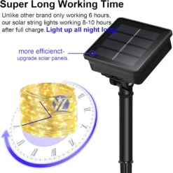 YAOZHOU Solar String Lights Outdoor Waterproof Warm White 2Pack Total 200LED 66Ft 8 Modes Copper String Lights Fairy Lights For Christmas Garden, Patio, Fence, Balcony, Outdoors -Xmas Lighting Shop 71iPKu0o3FL. AC SL1500