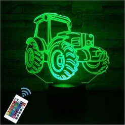 Glorivo Tractor Night Light,16 Colors Remote Control & Smart Touch Dimmable 3D Illusion Bedside Lamp,Bedroom Decoration Birthday Christmas Toy Gift For Kids Boys Girls Friends