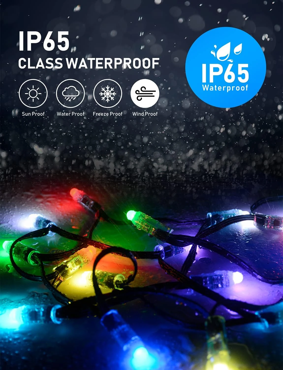 Popotan Outdoor String Lights, Color Changing Waterproof Christmas Lights With Remote Works With Amazon Echo, App Controlled Music Sync Led String Lights For Indoor Outdoor Decor (16.4 FT) 9 Popotan Outdoor String Lights, Color Changing Waterproof Christmas Lights With Remote Works With Amazon Echo, App Controlled Music Sync Led String Lights For Indoor Outdoor Decor (16.4 FT) - Image 9