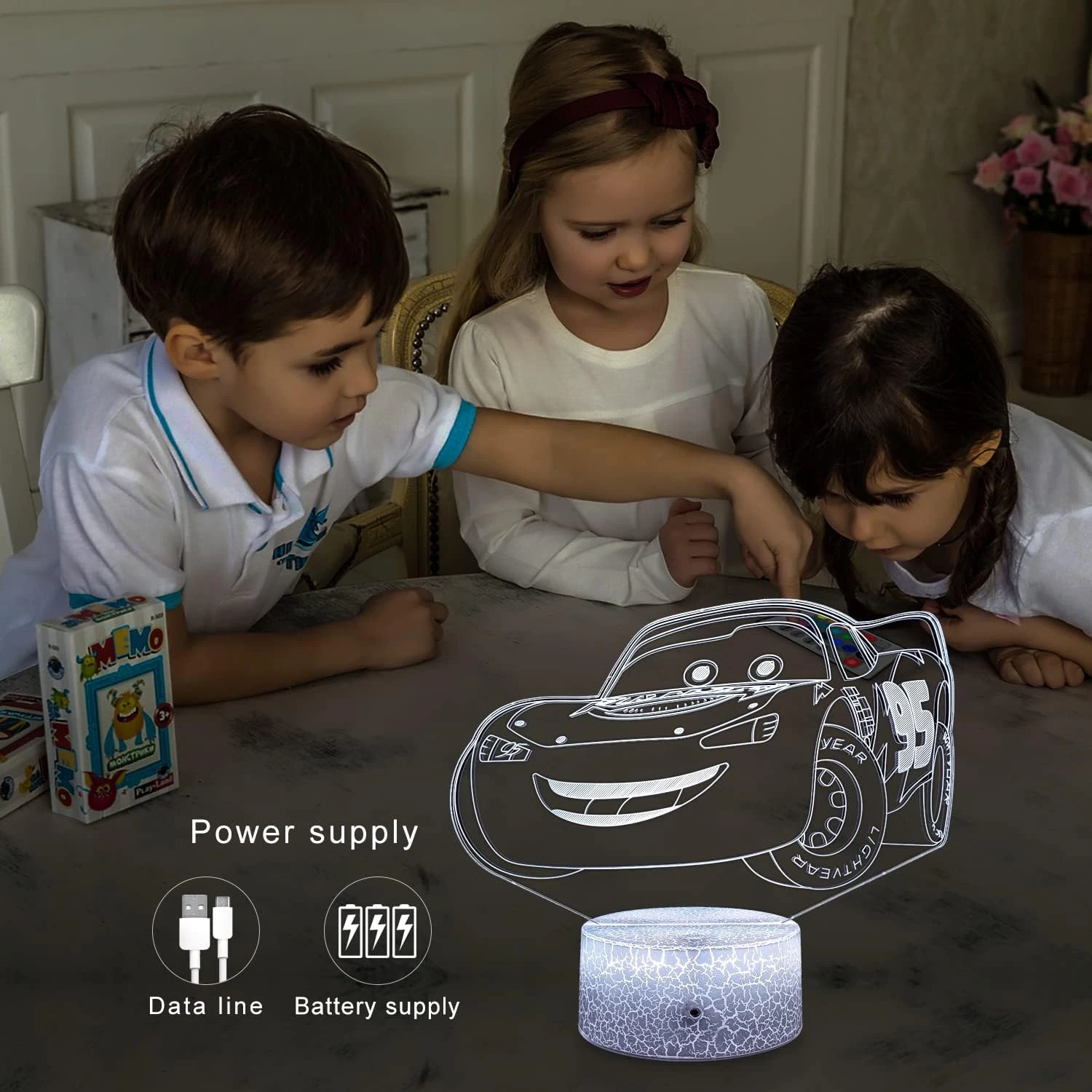 3D Cars Night Light For Kids - 3 Patterns & 16 Color Change Decor Lamp With Timer, Remote Control & Touch - Baby Cars Toys For Boys, Girls- Birthday & Christmas Gifts For Kids And Car Fans 4 3D Cars Night Light For Kids - 3 Patterns & 16 Color Change Decor Lamp With Timer, Remote Control & Touch - Baby Cars Toys For Boys, Girls- Birthday & Christmas Gifts For Kids And Car Fans - Image 4