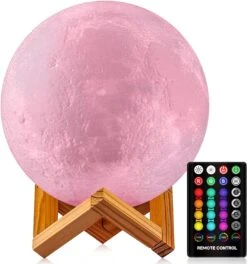 Moon Lamp Moon Night Light,16 Colors Moon Light With Stand & Remote &Touch Control And USB Rechargeable Decorative Lamp For Girls Kids Christmas Party Gift（6 Inch)