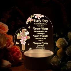 Christian Gift For Women Inspirational Jesus Religious Gifts Night Light Clear Acrylic Heart Sign For Christmas Gifts Decor Family Keepsake With Warm Colors LED Lamp Base (Every Day) -Xmas Lighting Shop 71jywJDUPWL. AC SL1500