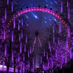 QITONG Purple Halloween Lights Outdoor Waterproof，8 Tubes 192 LED Meteor Shower Rain Lights, String Lights Plug In Snowfall LED Lights Falling Rain Lights For Halloween Tree Holiday Party Christmas -Xmas Lighting Shop 71k1X5BNuML. AC SL1000