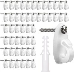 Hap Fung Light Hanger Hooks For Outdoor String Lights,Screw Hooks For Hanging Christmas Light,Light Wire And Led Fairy Led Light Clips,Wall Patio Hooks For Garage New Year Holiday Party (48, White)