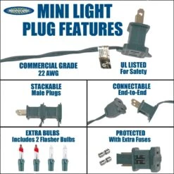 Novelty Lights 50 Light Amber Christmas Mini String Light Set, Green Wire, Indoor/Outdoor UL Listed, 11' Long -Xmas Lighting Shop 71kB6tBAlxL. AC SL1500