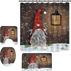Ilmobile Christmas Gnome Bathroom Sets With Shower Curtain And Rugs, Gnomes Christmas Shower Curtain Set With Rugs, Christmas Bathroom Rugs Christmas Bathroom Decor (M2) -Xmas Lighting Shop 71kHA8xT0YL. AC SL1500