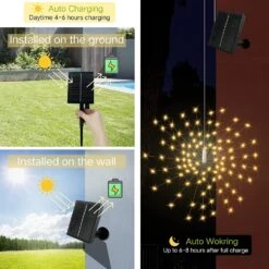 4 Pack Hanging Solar Firework Lights 480 LED Christmas Starburst Lights Copper Wire Outdoor Waterproof Lights 8 Modes Remote Control Fairy Decorative Lights For Patio, Eave, Garden Tree (Warm) -Xmas Lighting Shop 71kHS6ZhcsL. AC SL1500