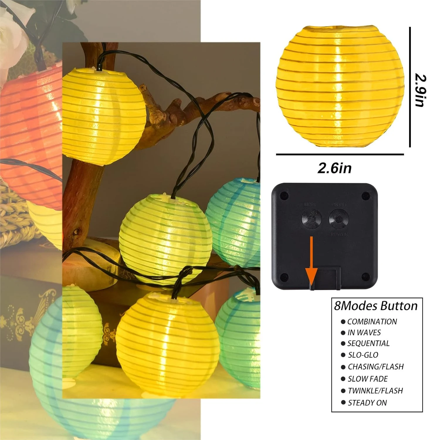 ShuoMei 24Pcs Solar Chinese Lantern String Lights, Chinese New Year Decorations 2023, Decorative Hanging LED Light, Christmas Lights Outdoor For Patio, Garden, Yard, Christmas Decoration (Multicolor) 3 ShuoMei 24Pcs Solar Chinese Lantern String Lights, Chinese New Year Decorations 2023, Decorative Hanging LED Light, Christmas Lights Outdoor For Patio, Garden, Yard, Christmas Decoration (Multicolor) - Image 3