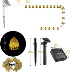 SEMILITS Outdoor Solar String Lights 20LED Golden Bells Solar Lantern String Lights For Garden Christmas Decorations -Xmas Lighting Shop 71kNhMAV6NL. AC SL1500