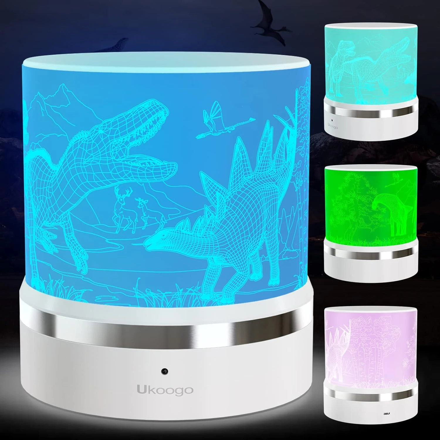 Ukoogo Dinosaur 3D Night Light,Dinosaur Light For Boys Girls,3D Kids Night Light,16 Color Changing Dinosaur Lamp With Remote Control,Birthday Valentines Christmas Gift Ideas For Girl Women Room Decor 1 Ukoogo Dinosaur 3D Night Light,Dinosaur Light For Boys Girls,3D Kids Night Light,16 Color Changing Dinosaur Lamp With Remote Control,Birthday Valentines Christmas Gift Ideas For Girl Women Room Decor