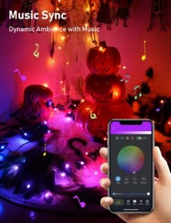 Probro Bluetooth Fairy String Lights - 66ft Dynamic DIY Halloween Lights App Control, RGB Color Changing Plug In Christmas Lights Music Sync Twinkle Lights For Xmas Tree Room Wall Indoor Outdoor Decor -Xmas Lighting Shop 71kaUdtfLpL. AC SL1500