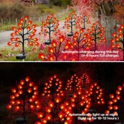 Fall Leaves Decorations Solar Garden Lights Outdoor,40LED RED Maple Leaves Solar Stake Lights - Waterproof Outdoor Autumn Harvest Solar Thanksgiving Lights For Yard Party Home Christmas Decor,2Pack -Xmas Lighting Shop 71ki7hQm0aL. AC SL1000