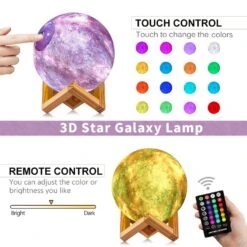DTOETKD Moon Lamp, Galaxy Lamp Kids Night Light 16 Colors 3D LED Moon Light With Stand, Timing & Remote & Touch Control Brightness USB Rechargeable Christmas Birthday Gifts For Boys Girls Friends -Xmas Lighting Shop 71lN49XyaL. SL1500