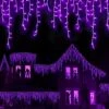 YEGUO 400 LED Purple Halloween Lights Outdoor Waterproof, 33ft 80 Drops Icicle Lights Christmas Lights Connectable, 8 Modes Halloween Lights With Memory For Fireplace Home Indoor Halloween Decor